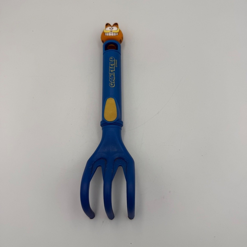 Vintage Garfield Blue Hand Rake Cultivator Garden Tool Character Collectible